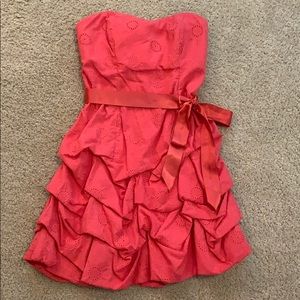 Coral Layered Strapless Dress